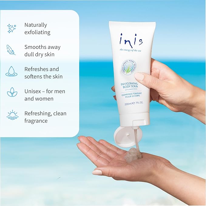 Inis the Energy of the Sea - Scented Body Scrub for Women and Men, Exfoliating Scrub with Irish Moss, Pumice and Sea Minerals, Moisturizing Body Polish for Soft Smooth Skin, 7 oz