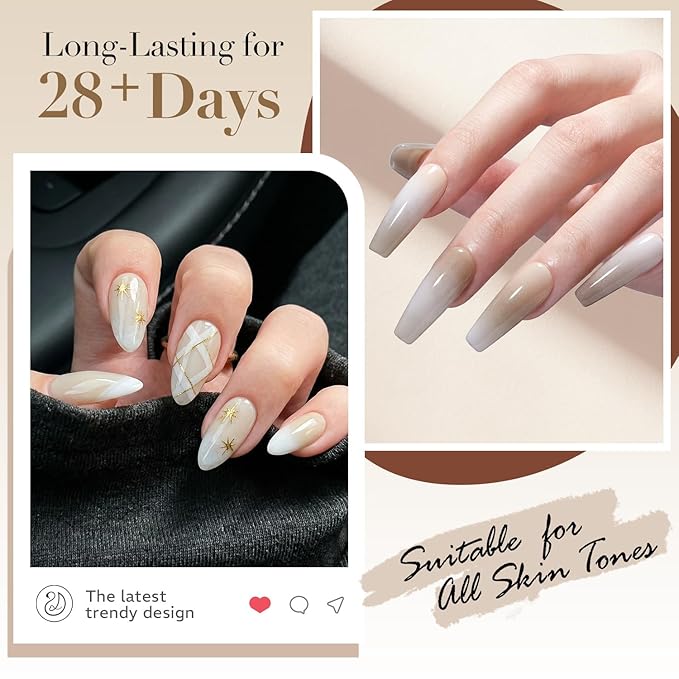 AZUREBEAUTY 6 Colors Milky Nude Dip Powder Nail Kit, Nude Ombre Collection Kit French Nail Art Manicure DIY, No UV Lamp Required