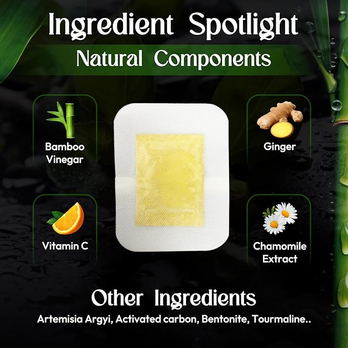 Foot Patches Pads for Deep Cleansing: Feet Patches Bamboo Wood Vinegar Ginger Foot Pads for Promoting Sleeping 30 Packs - 2 boxes