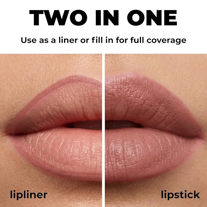 Lamel Gel Lip Liner Pencil - Nude - 2-in-1 Waterproof Lip Liner - 8-Hour Wear, Creamy Texture, Sharpenable, High Pigment - Provides Smooth Finish or Full Coverage - N.401