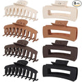 Mandydov Hair Clip, 8 Pcs Non-slip Matte Hair Claw Clips for Women, Strong Hold Clips for Thick Thin Hair, Large Size, Multicolor (Beige, Khaki, Brown, Black)