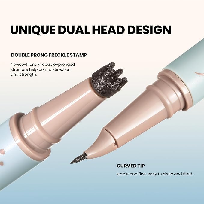 2 Pack Freckle Pen Set – 2-in-1 Dual Ended Microblading Pen & Freckle Stamp, 2 Different Color Combos,Waterproof & 24HR Longwear, Precise 15° Tip for Natural Lifelike Freckle Makeup.