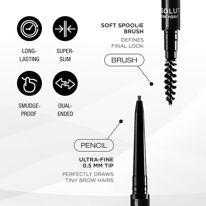 Absolute New York Super Slim Brow Pencil, Fine Point, Dual Ended, Fade Resistant and Long Lasting (SSEB05 Taupe)