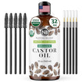 NaturoBliss 100% Pure Organic Castor Oil – Expeller-Pressed & Hexane-Free – Professional/Salon Size for Hair, Skin, Lashes & Brows, with Beauty Starter Kit – 32 fl oz (Bulk Value)