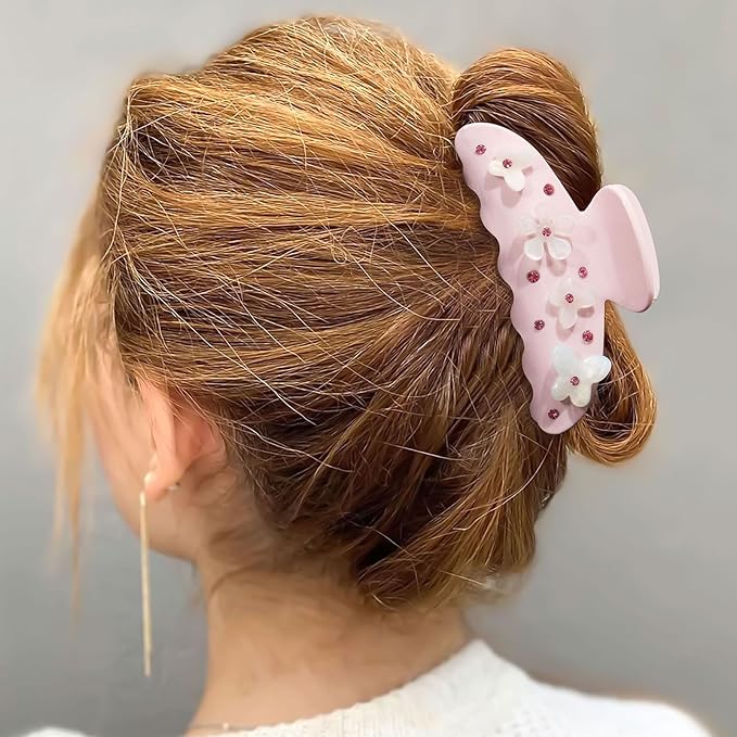 HAIMEIKANG 2 PCs Acrylic Bow Hair Claw Clips for Women - Cute Banana Non-Slip Strong Hold Barrettes Y2K Hair Clips for Thick Thin Hair