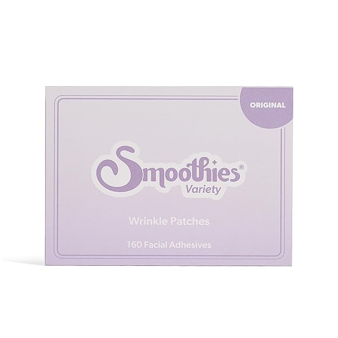 Smoothies Variety Wrinkle Patches for Face Overnight - Facial Patches for Forehead, Elevens, Crows Feet and more, 160 Facial Adhesives per Box - Face Tape, Made in the USA