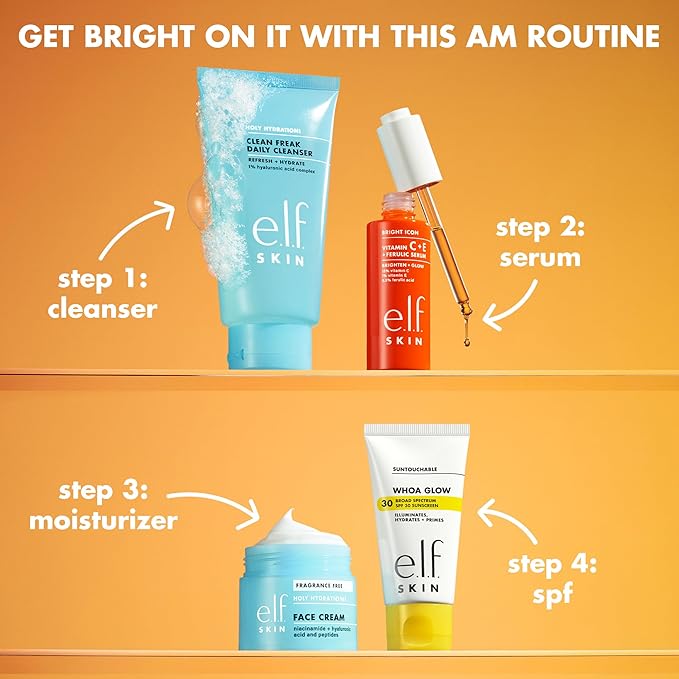 e.l.f. SKIN Bright Icon Vitamin C + E + Ferulic Face Serum Mini, Brightening & Soothing with 15% Vitamin C, Vegan & Cruelty-Free
