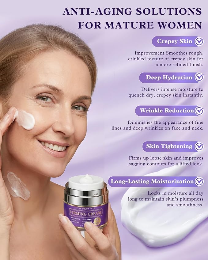 UKVOA Retinol Neck & Face Wrinkle Cream for Women, Neck Cream for Tightening and Firming, Anti Aging Skin Care with Collagen & Hyaluronic Acid, Instant Face Lift Cream 1.7 Fl Oz
