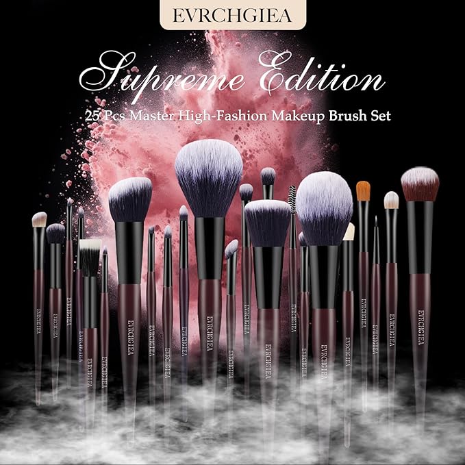 Professional Makeup Brush Set, 25Pcs Powder Foundation Blush Eyeshadow Brushes with Travel Case. All in One Brush Set, Soft Synthetic Vegan & Cruelty-Free(black)