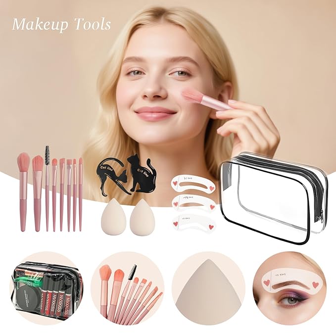 All in One Makeup Kit for Women Full Kit,Makeup Set for Women, Includes Eyeshadow Palette/Foundation/Lipstick/Eyeliner/Mascara/makeup Brush,Makeup Gift Set for Christmas & Birthday&Holiday&Everyday.