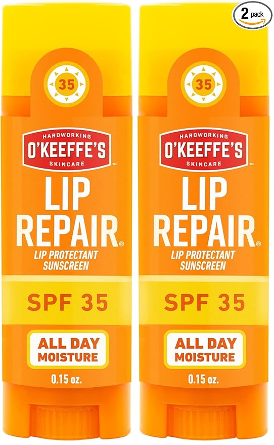 O'Keeffe's Lip Repair SPF 35 Lip Balm - Stick, Sun-Safe Moisturizer for Extremely Cracked, Dry Lips (Pack of 2)