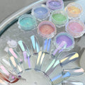 Holographic Mirror White Pearl Chrome Nail Powder Gold Effect Pure Metallic Dust Sequins UV Gel Nail Chrome Powder Pigment for Nail Art Decoration (Multicolour)