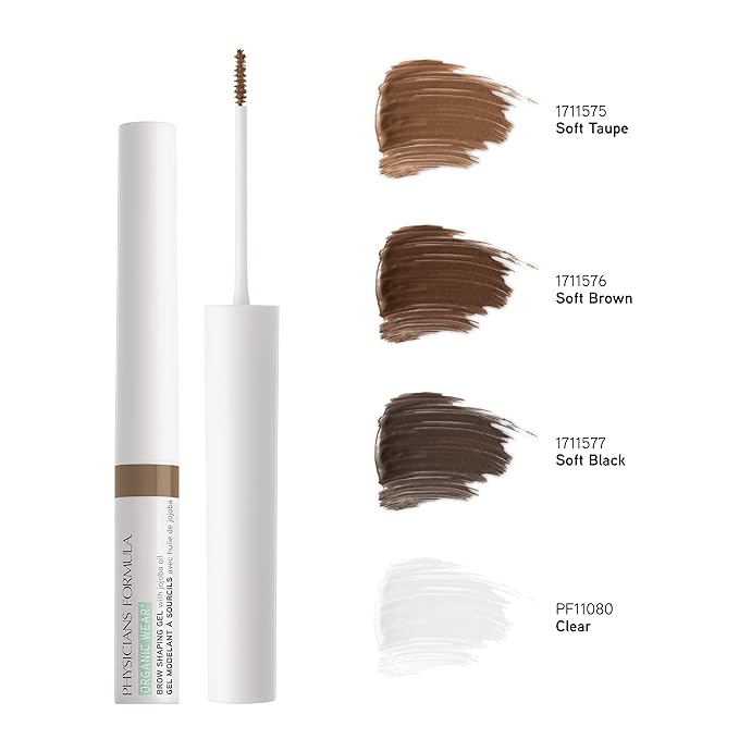 Physicians Formula Organic Wear All Natural Eyebrow Brow Gel Soft Black | Dermatologist Tested, Clinicially Tested