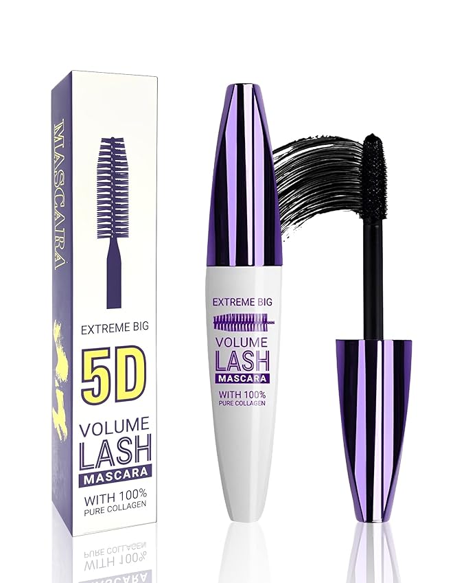 5D Waterproof Mascara Black Volume and Length,Fiber Colored Mascara for Eyelashes,Longlasting Curling Colorful rimel de pestañas,Mother's Day Eye Makeup Gift for Older Women 60 Plus Girl