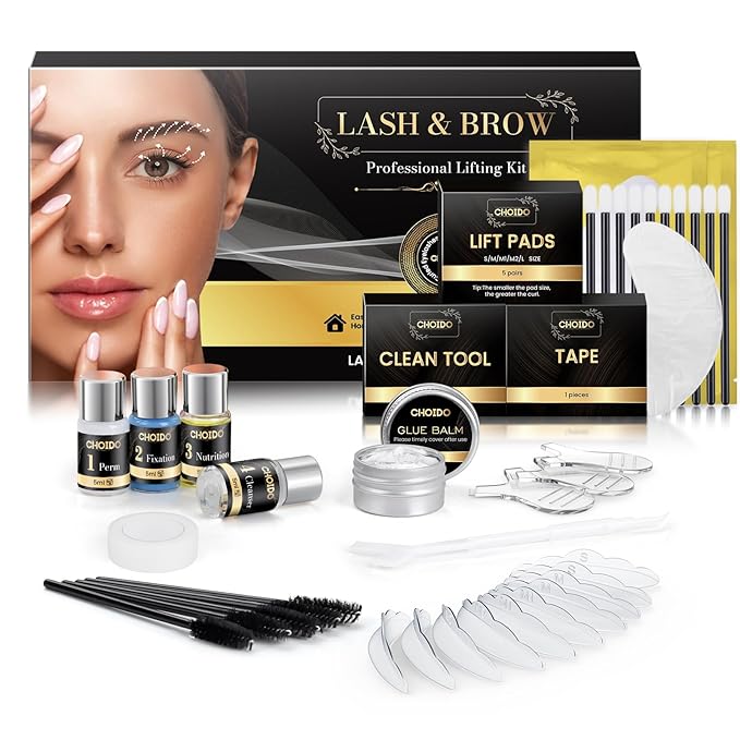 Lash Lift Kit - Eyebrow Lamination Kit, Eyelash Perm Kit, Professional Eyelash Curling Lash Extension & Eyebrow Lift 2 in 1 Kit, Easy to Use at Home Diy & Salon, Lasts For 6-8 Weeks (Black)