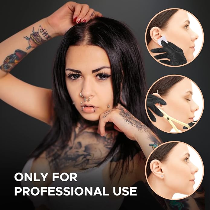 BodyJ4You 36PC PRO Body Piercing Kit - Nose Septum Ear Cartilage Lip Belly Navel Tragus Eyebrow - Surgical Steel 14G 16G BCR CBR Ring Barbell Spike - Tools Needles Gloves Clamps