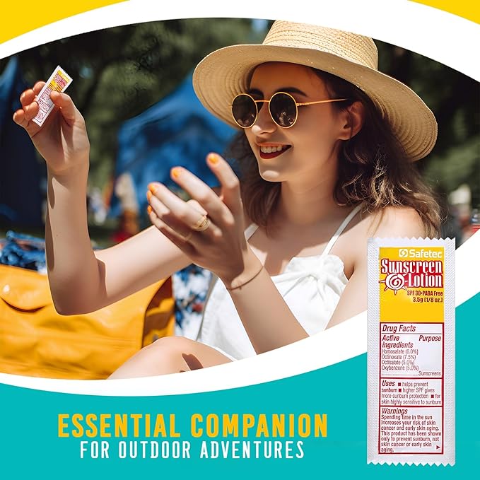 Sunscreen Lotion, SPF30 Protection and PABA Free, Individual Sunscreen Packets (Pack of 50) – Travel Size Sun Screen for Outdoors, Bundled with reclosable Homesphere bag (50)