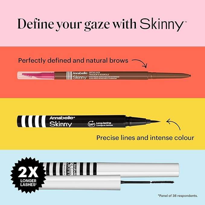 Annabelle Skinny Mascara, Black, Award-Winning Mascara, New Eco-Friendly Packaging, Ultimate Length & Definition, Microscopic & Ultra-Precise Brush, Hypoallergenic, 0.13 fl oz