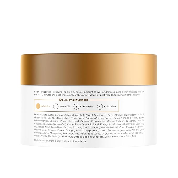 Bare Pre Shave Exfoliator for Women - Ingrown Hair Exfoliating Scrub for Bikini Area Legs & Underarms with Glycolic Acid & Volcanic Sand Exfoliants - Smoothing Bikini Area Exfoliator Pre Shave Scrub