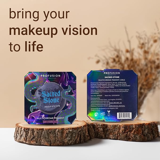 Profusion Cosmetics Sea Witch Duochrome Sacred Stone Eyeshadow - Smooth, Mesmerizing Blue-Purple Color-Shifting Pigment with a Rich Vibrant Texture, Long-Wearing Vegan & Cruelty-Free Makeup, Exile