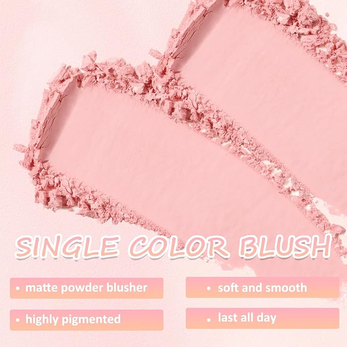Boobeen Loose Powder Blush Air Cushion Blush, Natural Blusher for Cheeks, Highly Pigmented Blush Makeup Easy to Blend Makeup Blushin, All Day Wear (A-001, 0.35 Ounce (Pack of 1))