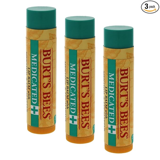 Medicated Moisturizing Lip Balm by Burts Bees for Unisex - 0.15 oz Lip Balm (Pack of 3)
