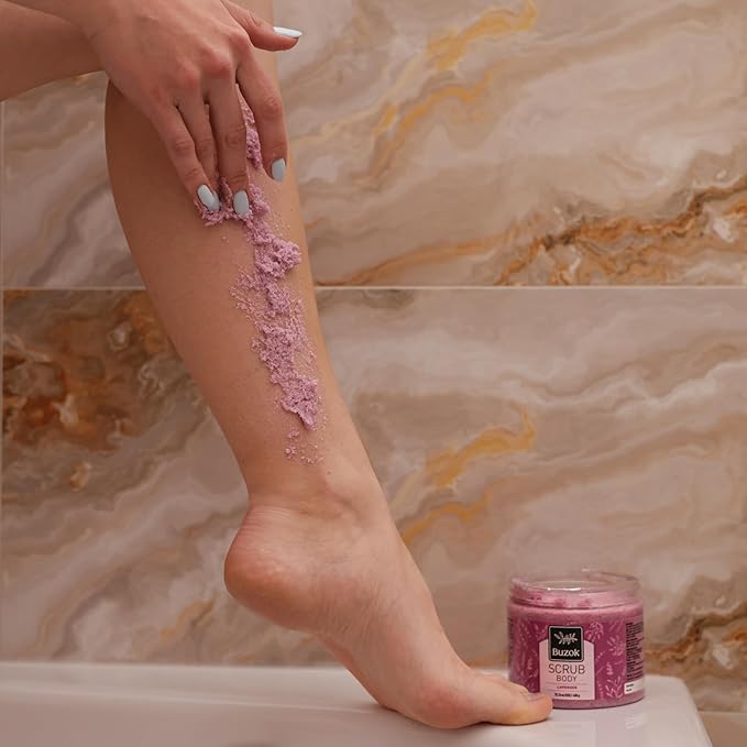 Lavender Body Scrub – Exfoliating Salt Scrub for Body Cleansing & Smoothing – Soft Lavender Scent – For Shower & Bath Use
