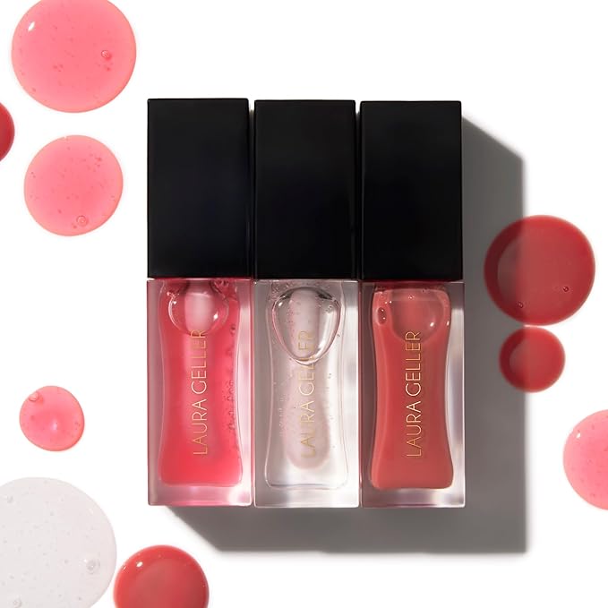 LAURA GELLER NEW YORK Fine Shine Glossy Lip Oil, Glass Half Full - Hydrating Squalane - Clear Lip Gloss