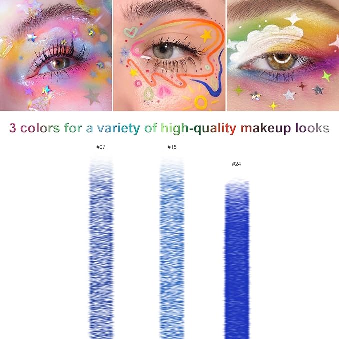 LemonSac 3 Colorful Eyeliner Pen Set, Eye Shadow Pencil, Pearl Eyeliner Kit Metallic Glitter Eye liner Pencil for Women Eye&Lip Liner Professional Eye Makeup Set Colorful Eye Color (3PCS D)