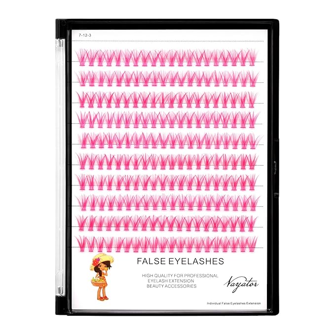 →VAYATOR False Eyelashes 3Styles D Curl 10-18mm 200Pcs To Choose Lashes Extensions Cluster Individual Lash Extensions Reusable False Eyelashes Easy Grafting (Pink-D Curl-10mm)
