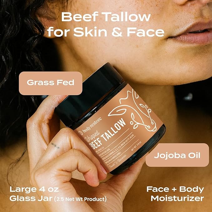 Body Restore Whipped Beef Tallow Balm – Fathers Day Gift for Dad from Daughter Son Wife, Grass Fed Face & Body Moisturizer, Birthday Gifts for Men, Self Care Spa Gifts – Unscented