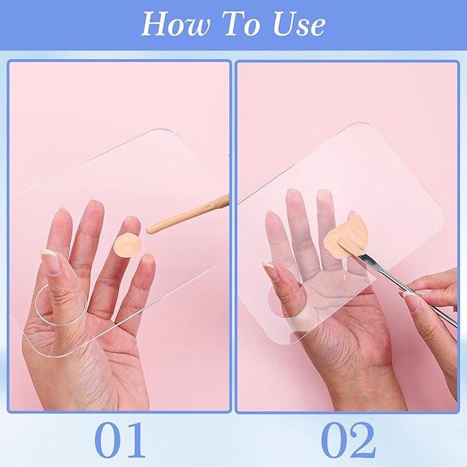 2 Set Acrylic Cosmetic Makeup Palette, Makeup Mixing Tray with Makeup Spatula for Cream Liquid Foundation Lipsticks Nail Art Beauty Salon Eye Shadow (Iridescent and Transparent)