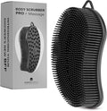 MainBasics Silicone Body Scrubber Dual-Sided Shower Loofah and Massaging Nodes (Black, Massage)