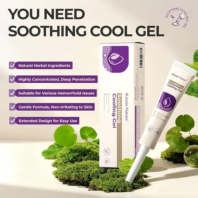 Soothing Cooling Gel for Anal Skin Care, Hemorrhoid Cream for Itching, Swelling, Burning and Discomfort Relief - 0.7Oz Tube (1)
