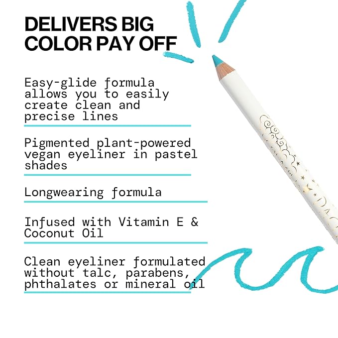Pacifica Waterproof Eyeliner Pencil – Pastel Ocean Blue Liner Longwear, Smudge-Proof, Eye Liner Eye Makeup Vegan & Cruelty-Free Ophthalmologist Tested