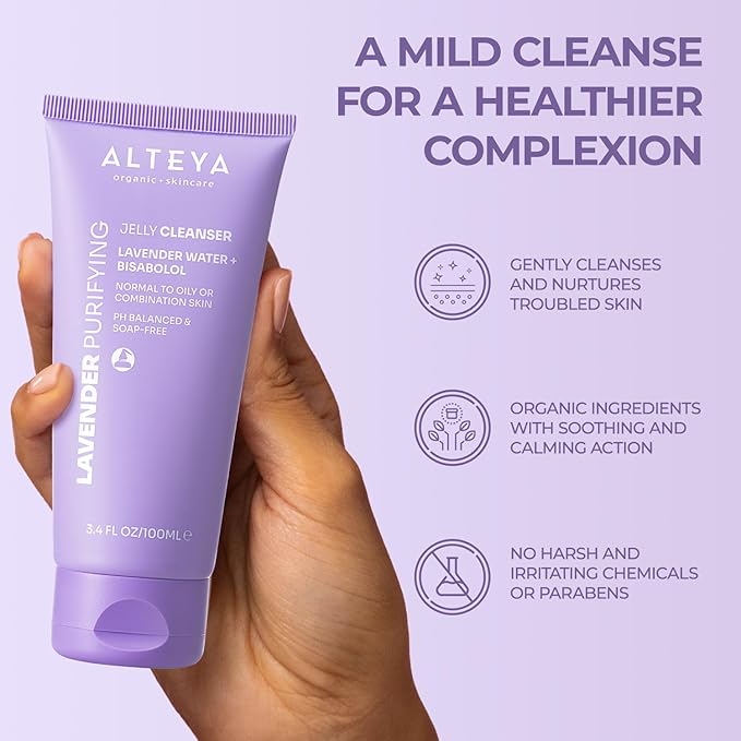 Alteya Organics Jelly Cleanser with Lavender Water and Bisabolol - Certified Organic - 3.4 Fl Oz/100mL