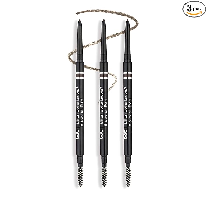 bdb Brows on Point Micro Brow Pencil - Precision Tip & Spoolie, Waterproof, Define Shape and Fill Brows, Taupe, 3-Pack