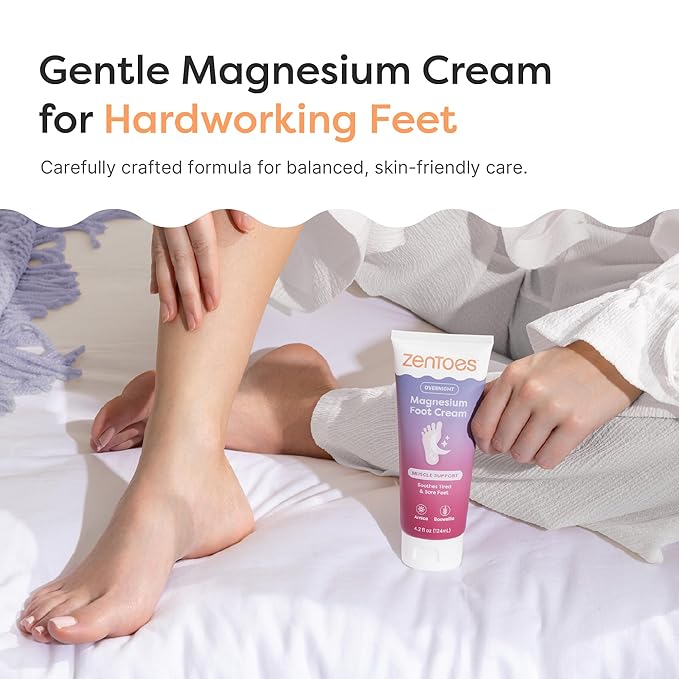 ZenToes Magnesium Cream with Arnica | Relaxation Support & Moisturizing Foot Cream for Legs & Calves | Magnesium Lotion for Feet & Sleep Support | Relaxing Nighttime Foot Balm | 4.2oz, Pack of 3