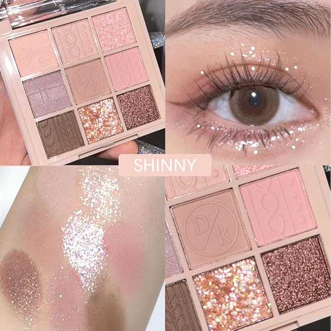 CAKAILA 9Colors Eye Shadow Palette Makeup,Pink Rose Gold Purple Mauve Neutral Travel Eyeshadow Palette Long Lasting Waterproof Naturing-Looking Eyeshadow Palette Travel Size Gift Kit