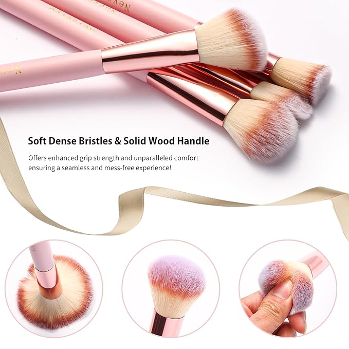 Makeup Brushes, Quality Make Up Brushes 28Pcs Makeup Brushes Set Professional & Beginner Make-up Sets & Case, Brushes & Sponges,Travel-Friendly Roll-up Beauty Gift Sets for Women, PINK