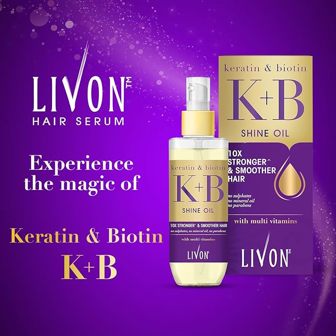 Livon Hair Serum for Men & Women | Sulphate & Paraben free| For All Hair Types | Lightweight & Non Greasy | Organic Onion Repairing Serum Oil | 3.3 Fl. oz (Keratin & Biotin)