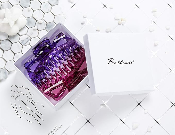 Thick Hair Super Large Clips Crystal Plastic Claw Clamps Hairgrips Clips Accessories for Women, 2 pack. (F)