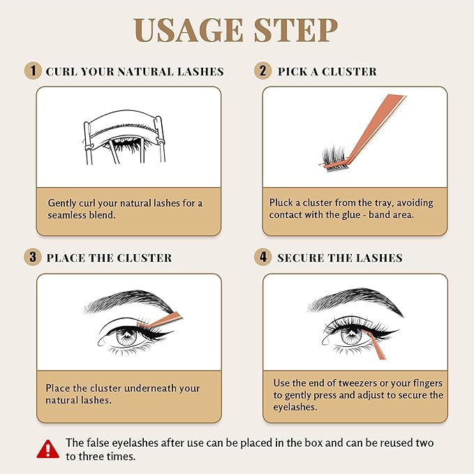 Self Adhesive Eyelashes Glue Free Easy Removal lash Extensions Natural Classic Wispy Winks 10-14mm Version 5D Upgrade D Curl Thick Press on Natural False Eyelashes 90 Lash Clusters Kit
