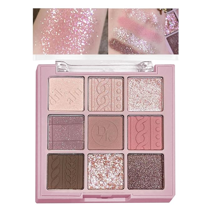 Nude Beige Matte Eyeshadow Palette Makeup, Silver Glitter Eye Shadow Palette Makeup, Highly Pigmented Eye Shadows For Older Women Eyes Naturing-Looking, Long Lasting Waterproof 04#