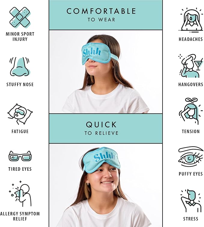 Fit+Fresh Cooling Gel Eye Mask Ice Pack for Migraines and Sleeping: Cold Pack Head Wrap for Headaches and Ice Face Mask