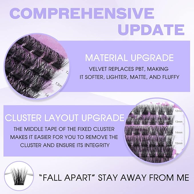DIY Lash Clusters for Using at Home: Wendy, Natural, Fluffy, Wispy, Waterproof, Anime, Manga, Cat Eye, 0.07mm, D Curl, 12-16mm, FD18+B, FD0318