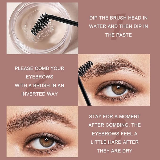 Eyebrow Pomade Brow Gel Pomade,Long Lasting Waterproof and Enhancers Eyebrow Soft Smooth,Eyebrow Makeup Gel with Eyebrow Brush for Girls and Women-Brown