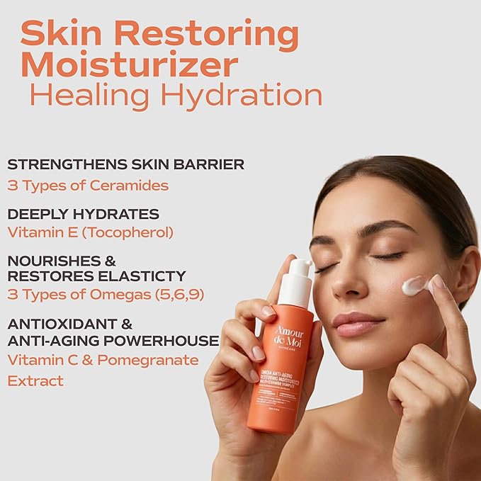 ADM Omega Multi-Ceramide Face Moisturizer – Lightweight, Hydrating Barrier Repair Moisturizer & Ceramide Moisturizer Cream with Omegas 5-6-9, Pomegranate & Vitamin E for Sensitive Skin, 1.7oz