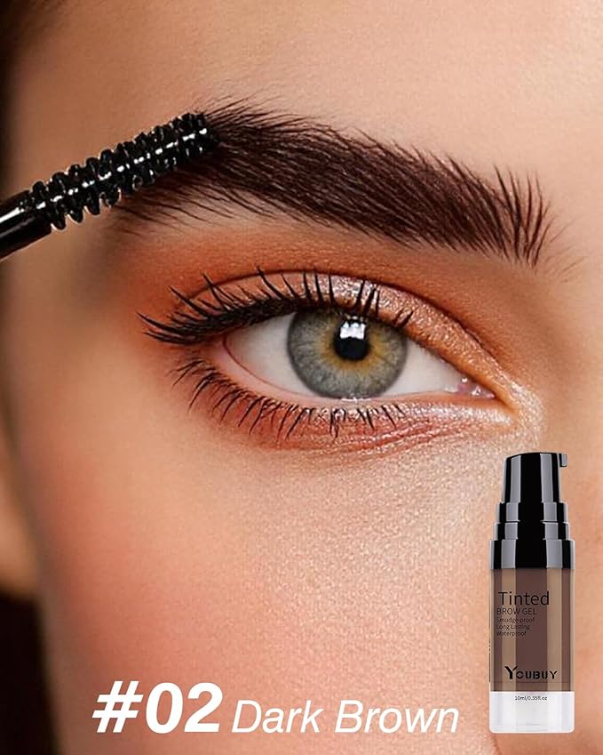3D Tinted Eyebrow Gel Kit With Brow Stamp Stencil，Long Lasting 24 Hours Waterproof Smudge-proof Brow Cream Makeup Kit（Dark BROWN)