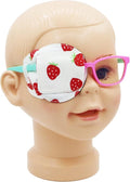 Astropic 3D Cotton & Silk Eye Patch for Kids | Girls Eye Patch for Glasses | Medical Eyepatch for Children with Lazy Eye (Strawberry, Right Eye)